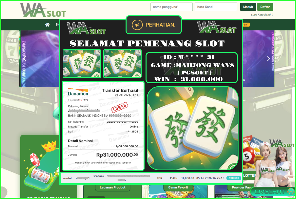 WASLOT – MAHJONG WAYS ( PGSOFT)